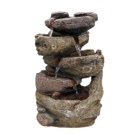 15inches Indoor Tabletop Rock Fountain Cascading Fountain with Led Light and Pump