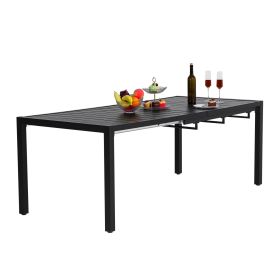 MEOOEM Patio Dining Table Extendable Dining Table 47"- 79" Adjustable Indoor Outdoor Furniture Rectangle Table for 4-8 Person Outdoor Metal Steel Back