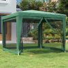 Party Tent with 4 Mesh Sidewalls Green 9.8'x9.8' HDPE