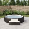 Spa Benches with Cushions 2 pcs Black Poly Rattan