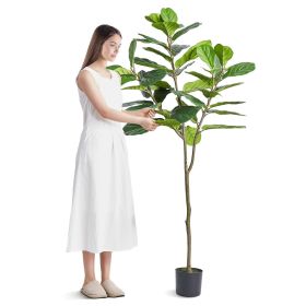 VEVOR Artificial Fiddle Leaf Fig Tree, 6 FT, Secure PE Material & Anti-Tip Tilt Protection Low-Maintenance Faux Plant