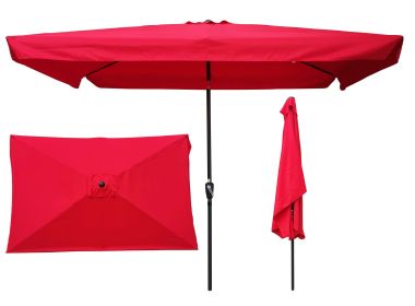 10 x 6.5ft Rectangular Patio Umbrella Outdoor Market Umbrellas with Crank and Push Button Tilt for Garden Swimming Pool Market