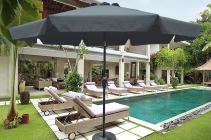 Outdoor Patio Umbrella 10FT(3m) WITH FLAP ,8pcs ribs,with tilt ,with crank,without base, grey/Anthracite,pole size 38mm(1.49inch)