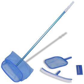 Pool Cleaning Set Brush 2 Leaf Skimmers 1 Telescopic Pole