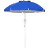 Outsunny 5.7' Portable Beach Umbrella with Tilt, Adjustable Height, 2 Cup Holders & Hooks, UV 40+ Ruffled Outdoor Umbrella with Vented Canopy, Blue