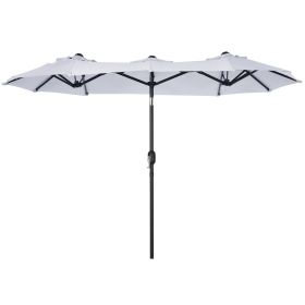 Outsunny Double-sided Patio Umbrella 9.5' Large Outdoor Market Umbrella with Push Button Tilt and Crank, 3 Air Vents and 12 Ribs, for Garden, Deck