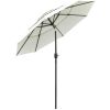 Outsunny 9FT 3 Tiers Patio Umbrella Outdoor Market Umbrella with Crank, Push Button Tilt for Deck, Backyard and Lawn, Beige