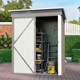 Patio, Lawn & Garden,5*3FT Outdoor Storage Shed ,Tool Shed with Sloping Roof and Lockable Door,Metal Shed for Backyard Garden Patio Lawn, Grey