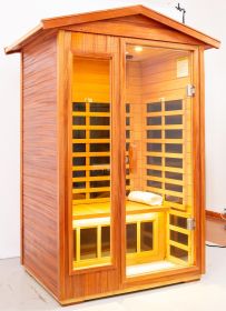 Two person Far infrared Khaya wood outdoor sauna room