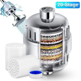 20 Stage Shower Filter for Hard Water Water Softener Shower Head Filter with 2 Replaceable Cartridges for Removing Chlorine and Harmful Substance