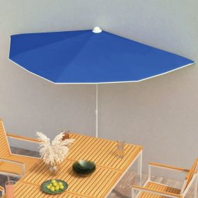 Garden Half Parasol with Pole 70.9"x35.4" Azure Blue