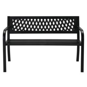 47in PVC Mesh Backrest Iron Bench Black