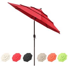 10Ft 3-Tiers Patio Umbrella Red