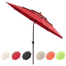 11Ft 3-Tiers Patio Umbrella Red