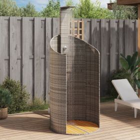 Outdoor Shower Gray 39.4"x39.4"x95.1" Poly Rattan and Acacia Wood