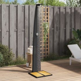 Outdoor Shower Black 21.7"x23.6"x88.2" Poly Rattan and Acacia Wood