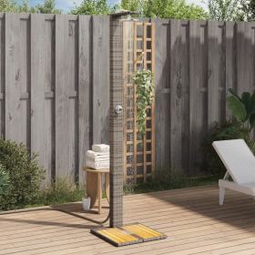 Outdoor Shower Gray 19.7"x21.7"x88.2" Poly Rattan and Acacia Wood