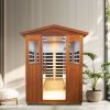 Outdoor Khaya wood four person far infrared sauna room