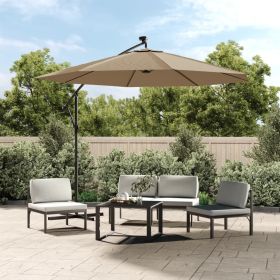 Cantilever Garden Parasol with LED Lights and Steel Pole 118.1" Taupe