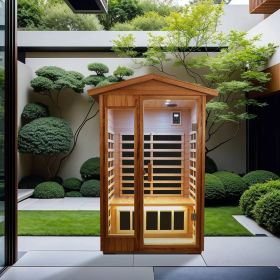 Two People Outdoor Okoume Wood Far Infrared Sauna Room