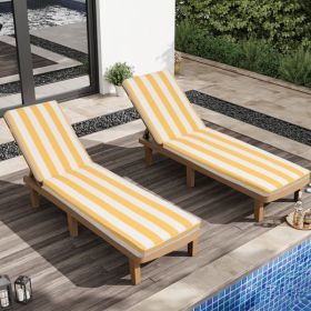 2PCS Set Outdoor Lounge Chair Cushion Replacement Patio Funiture Seat Cushion Chaise Lounge Cushion (Yellow/White Striped) [Sale to Temu is Banned.Wee