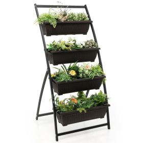 4-Tier Vertical Raised Garden Bed with 4 Containers and Drainage Holes