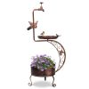 36 inch Bird Baths for Outdoors, Vintage Metal Garden Bird Bath with Solar Lamp and Flower Planter Pedestal Standing Bird Feeder, Bronze