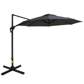 10ft Offset Patio Umbrella with Base, Hanging Aluminum and Steel Cantilever Umbrella with 360¬∞ Rotation, Easy Tilt, 8 Ribs, Crank