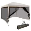 210D Oxford 10' x 10' Pop Up Canopy Tent with Netting, Instant Screen Room House, Tents for Parties, Height Adjustable, with Carry Bag, for Outdoor