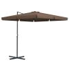 Outsunny 10' Cantilever Patio Umbrella, Square Offset Umbrella with Tilt, Crank, Cross Base, Aluminum Pole and Air Vent, Hanging Umbrella for Garden