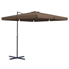 Outsunny 10' Cantilever Patio Umbrella, Square Offset Umbrella with Tilt, Crank, Cross Base, Aluminum Pole and Air Vent, Hanging Umbrella for Garden