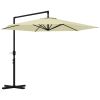 Outsunny 9.5FT Cantilever Patio Umbrella with Crank, Cross Base and Air Vent, Round Hanging Offset Umbrella, Heavy Duty Outdoor Umbrella for Garden