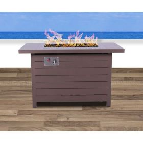 25" H x 42" W Aluminum Outdoor Fire Pit Table with Lid