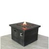 Fiber Reinforced Concrete Propane/Natural Gas Fire Pit Table (Dark Wood)