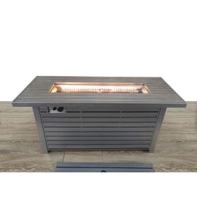 24" H x 54" W Steel Outdoor Fire Pit Table with Lid (Grey)