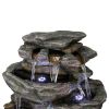 47.2inches Rock Outdoor Water Fountain with Led Lights for Patio, Yard, Deck, Garden Decor