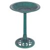 Outdoor Garden Green Pedestal Bird Bath Feeder