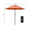 Outsunny 9FT 3 Tiers Patio Umbrella Outdoor Market Umbrella with Crank, Push Button Tilt for Deck, Backyard and Lawn, Orange