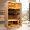 Low EMF Two person wide space hemlock double doors great glass luxury indoor Far infrared sauna room