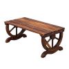 2-Person Rustic Garden Bench, Outdoor Wagon Wheel Porch Bench for Backyard Patio Garden, Brown