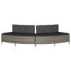 Hot Tub Benches with Cushions 2 pcs Gray Poly Rattan