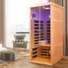 Low EMF One person wide space hemlock double doors great glass luxury indoor Far infrared sauna room