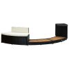 Spa Surround Black Poly Rattan and Acacia Wood