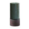 44" Tall Large Modern Cylinder Ribbed Tower Water Fountain With Rustic Base