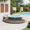 Hot Tub Benches with Cushions 2 pcs Gray Poly Rattan