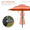 Outsunny 9FT 3 Tiers Patio Umbrella Outdoor Market Umbrella with Crank, Push Button Tilt for Deck, Backyard and Lawn, Orange