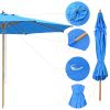 13 Ft Wooden Umbrella Blue