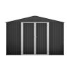 Outdoor Storage Shed 10x10 FT, Utility Metal Tool Storage with Lockable Doors and Updated Frame Structure, Large Metal Garden Shed for Backyard