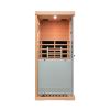 Large glass mini hemlock sauna with left door opening