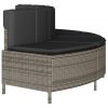 Hot Tub Benches with Cushions 2 pcs Gray Poly Rattan